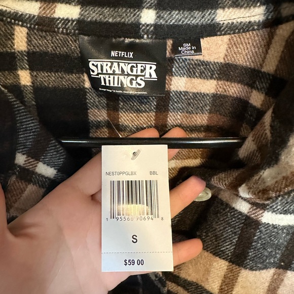 Stranger Things Plaid Flannel Shirt - Brown - Picture 4 of 7